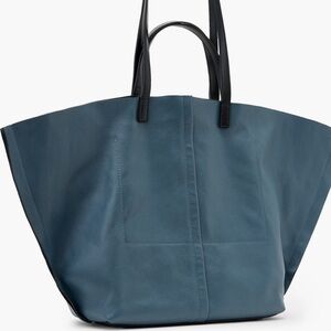 All Saints Blue and Black Leather Tote Bag